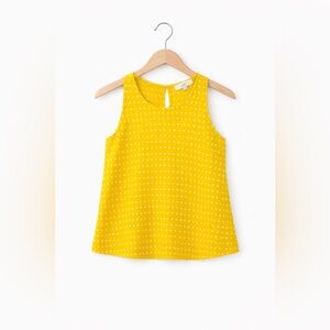 LOFT Yellow Polka Dot Sleeveless Blouse Size Small